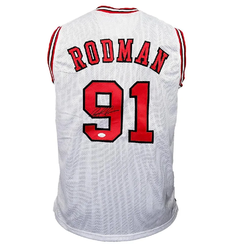 Basketball Jersey with Club Details-Dennis Rodman Signed Chicago White Basketball Jersey (Beckett)