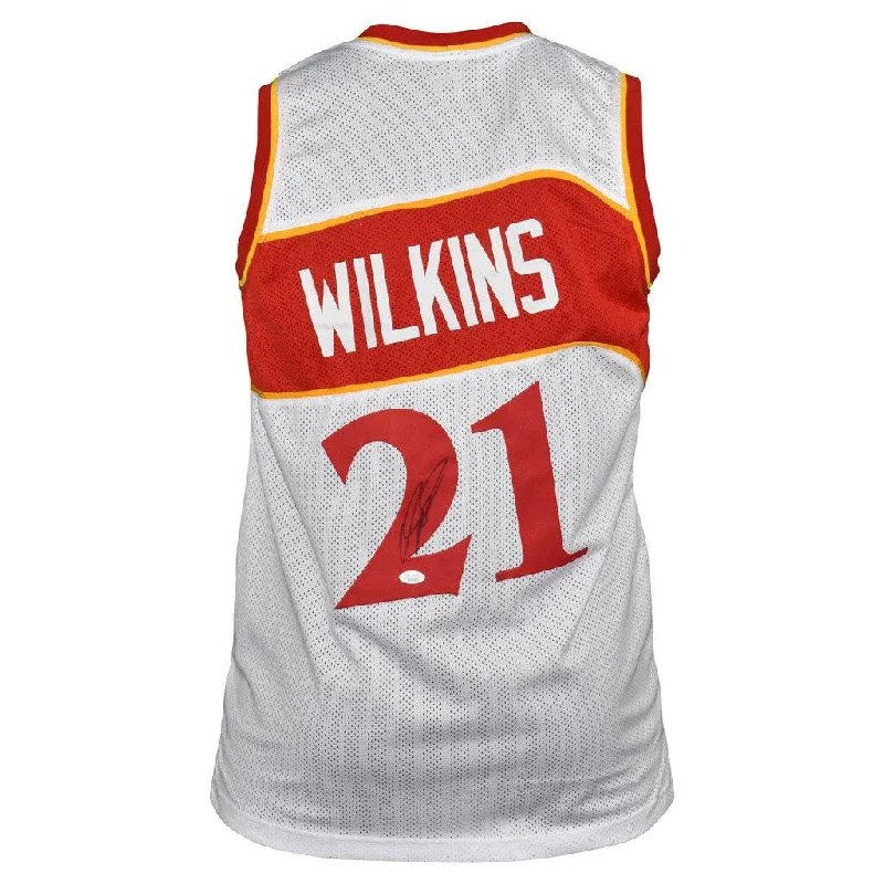 Basketball Jersey with Seasonal Design-Dominique Wilkins Signed Atlanta Pro White Basketball Jersey (JSA)