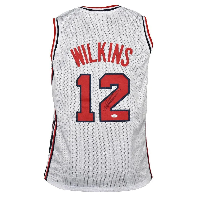 Basketball Jersey with Snap Button-Dominique Wilkins Signed USA Olympic Pro White Basketball Jersey (JSA)