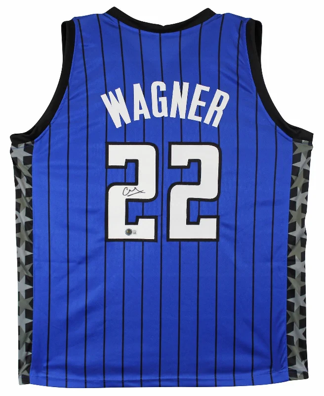 Personalized Kids Basketball Jersey-Franz Wagner Authentic Signed Blue Pro Style Jersey W/ Black Stripes BAS Witness