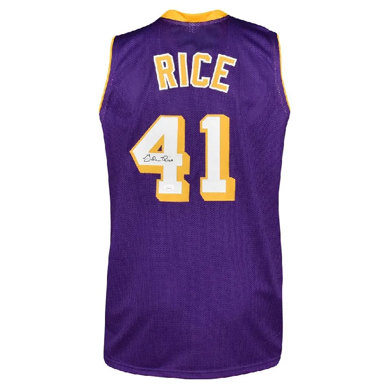 Basketball Jersey for Home Games-Glen Rice Signed Los Angeles Purple Basketball Jersey (Beckett)