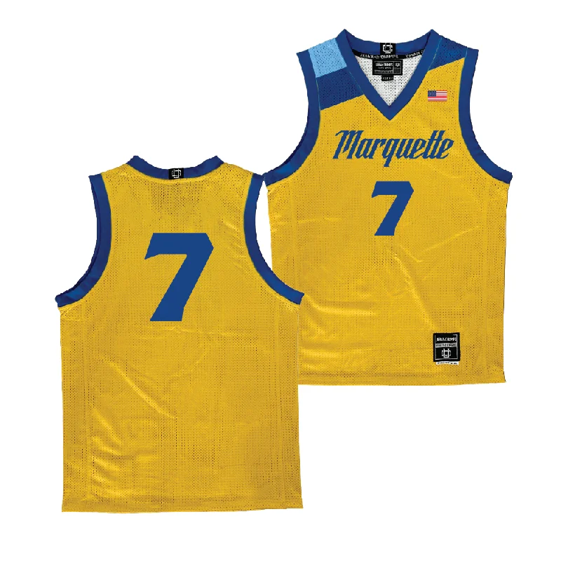 Basketball Jersey with Long Sleeves-Gold Marquette Men's Basketball Jersey