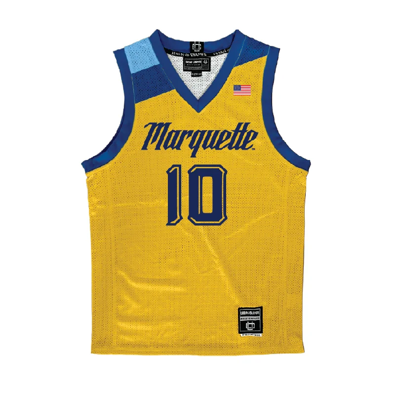 Basketball Jersey with Alumni Design-Gold Marquette Men's Basketball Jersey  - Damarius Owens