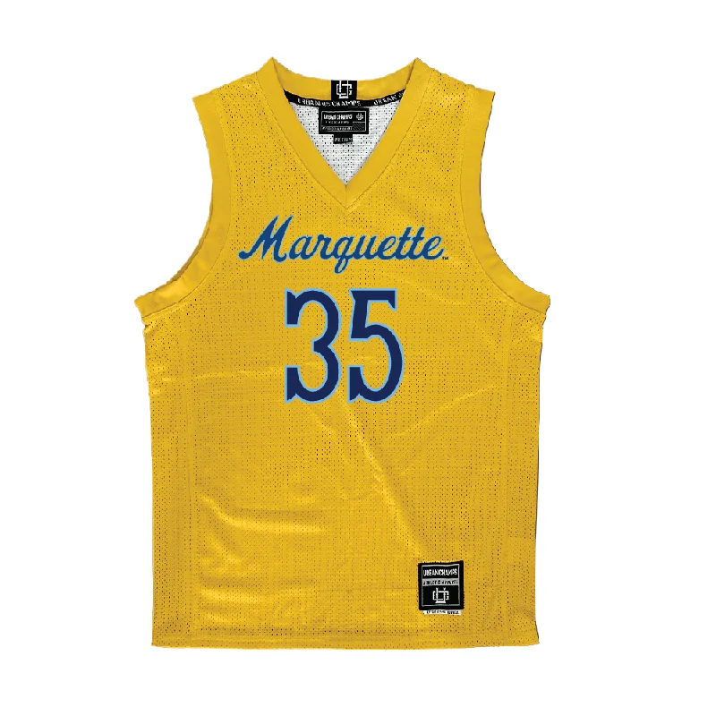 Basketball Jersey for Special Events-Gold Marquette Women's Basketball Jersey - Aryelle Stevens