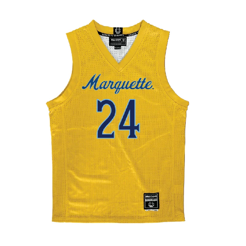 Basketball Jersey with Athletic Fit-Gold Marquette Women's Basketball Jersey  - Ayuen Akot