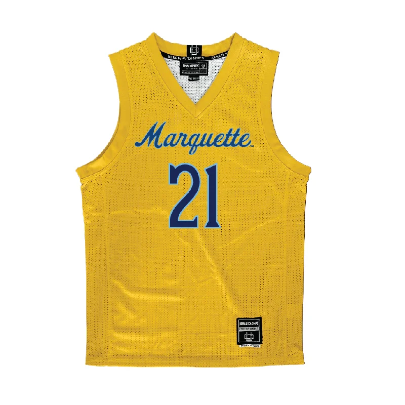 Basketball Jersey with Modern Design-Gold Marquette Women's Basketball Jersey  - Kennedi Perkins