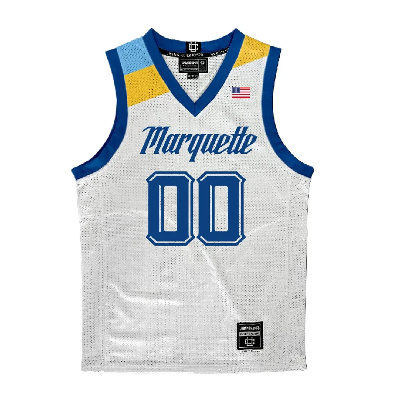 Basketball Jersey for Group Orders-Marquette Men's Basketball White Jersey - Ben Gold