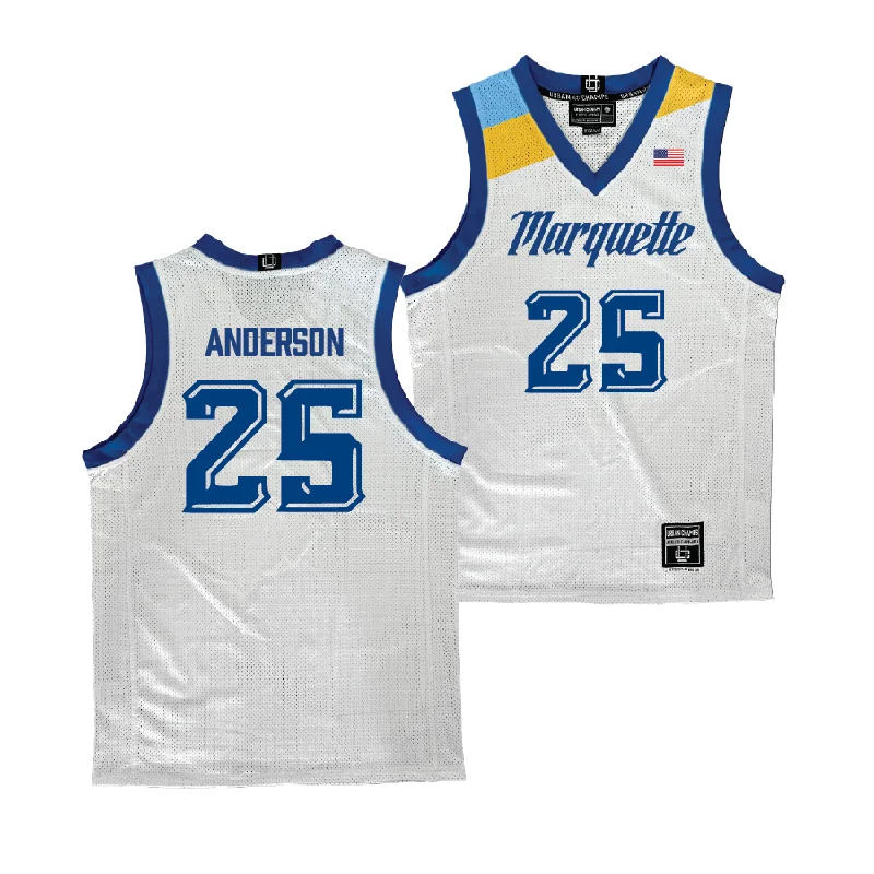 Basketball Jersey for Vintage Players-Marquette Men's Basketball White Jersey  - Jack Anderson