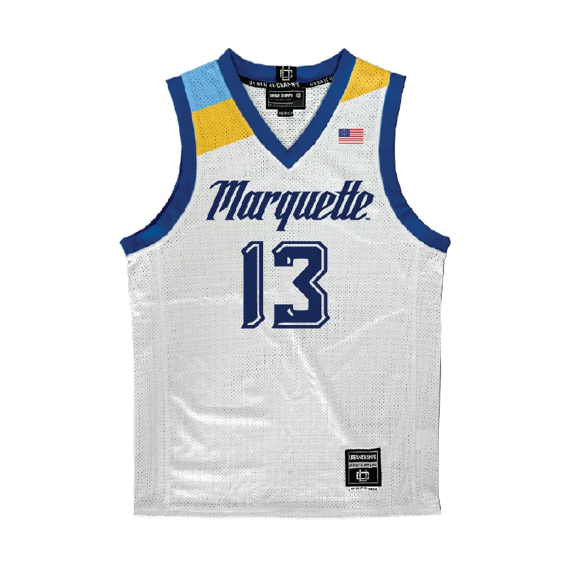 Basketball Jersey for Summer Leagues-Marquette Men's Basketball White Jersey  - Royce Parham