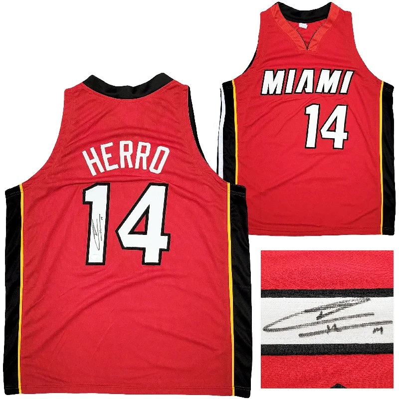 Basketball Jersey with Button Closure-Miami Heat Tyler Herro Autographed Red Jersey JSA Stock #207953