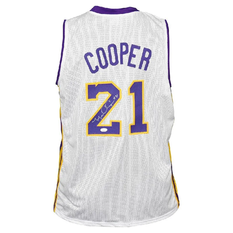 Basketball Jersey for Professional Teams-Michael Cooper Signed Los Angeles White Basketball Jersey (JSA)