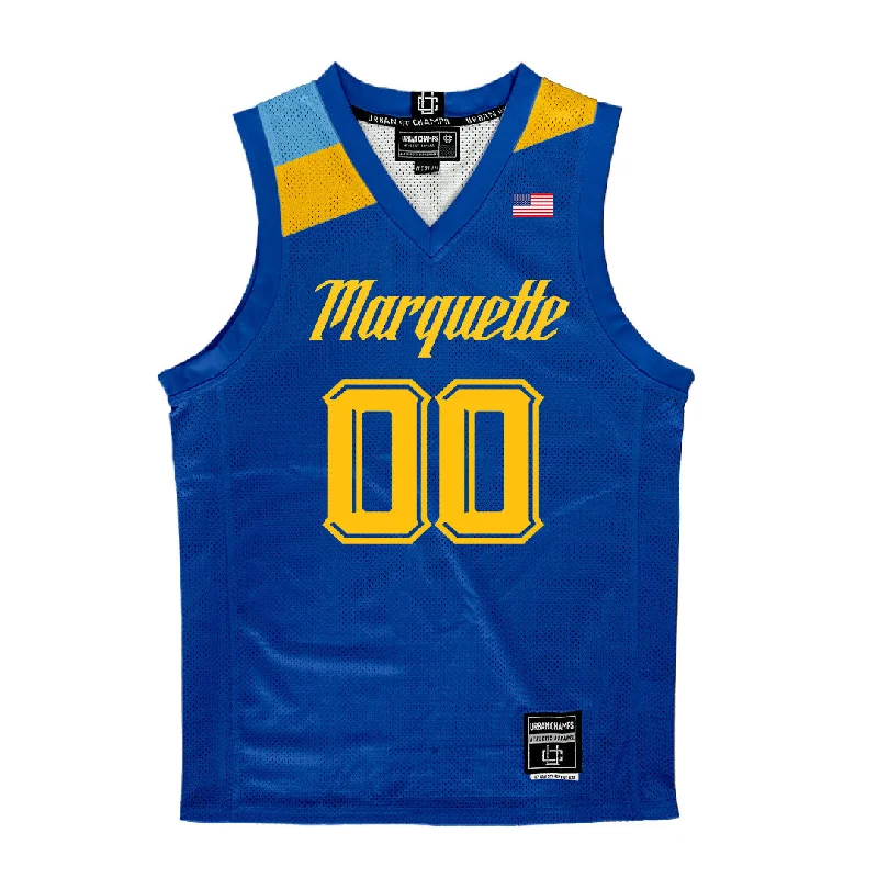 Basketball Jersey for School Events-Navy Marquette Men's Basketball Jersey - Ben Gold