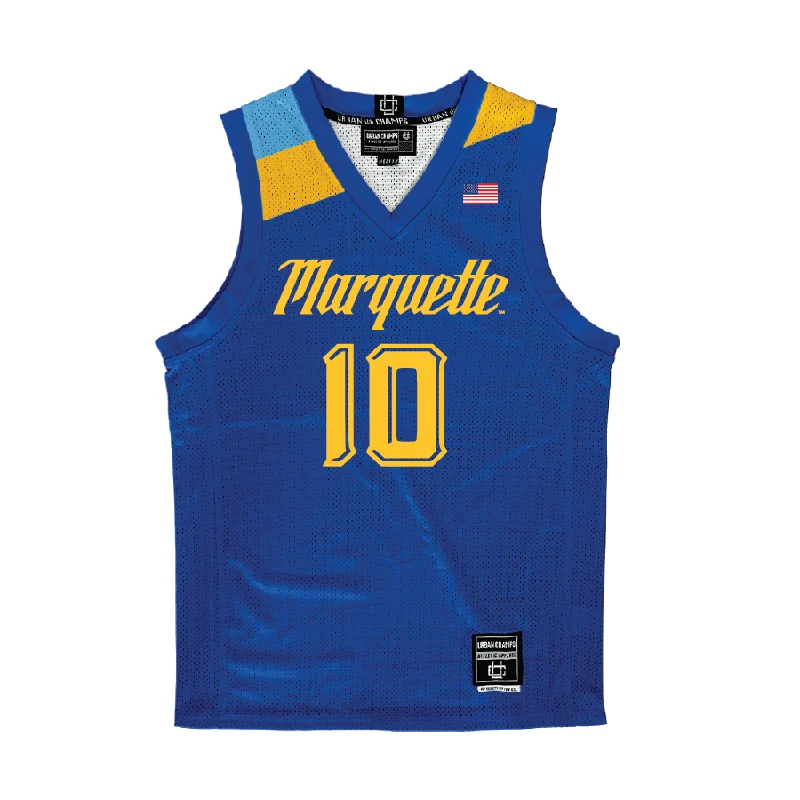 Basketball Jersey with Team Name Embroidery-Navy Marquette Men's Basketball Jersey  - Damarius Owens