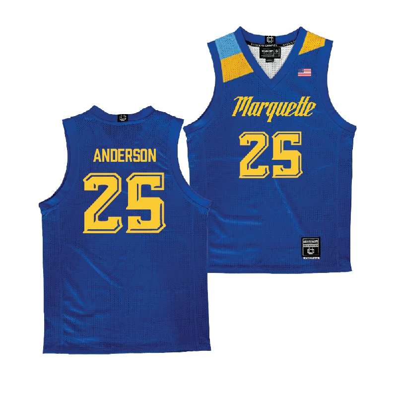 Basketball Jersey with Team Spirit-Navy Marquette Men's Basketball Jersey  - Jack Anderson