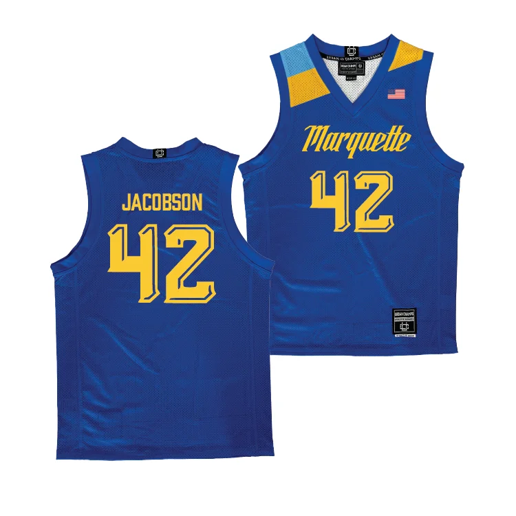 Basketball Jersey for Professional Basketball-Navy Marquette Men's Basketball Jersey  - Luke Jacobson