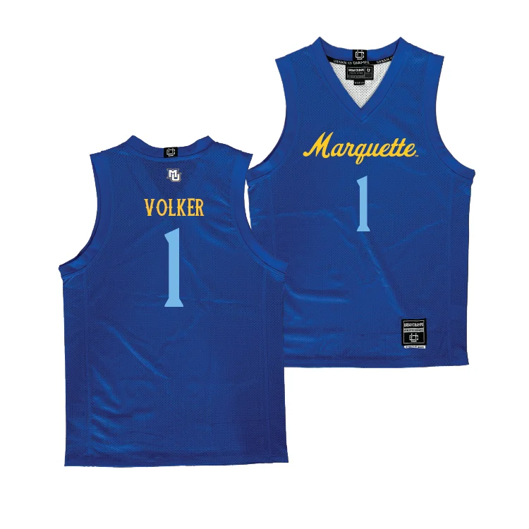 Custom Basketball Jersey with Initials-Navy Marquette Women's Basketball Jersey - Lee Volker