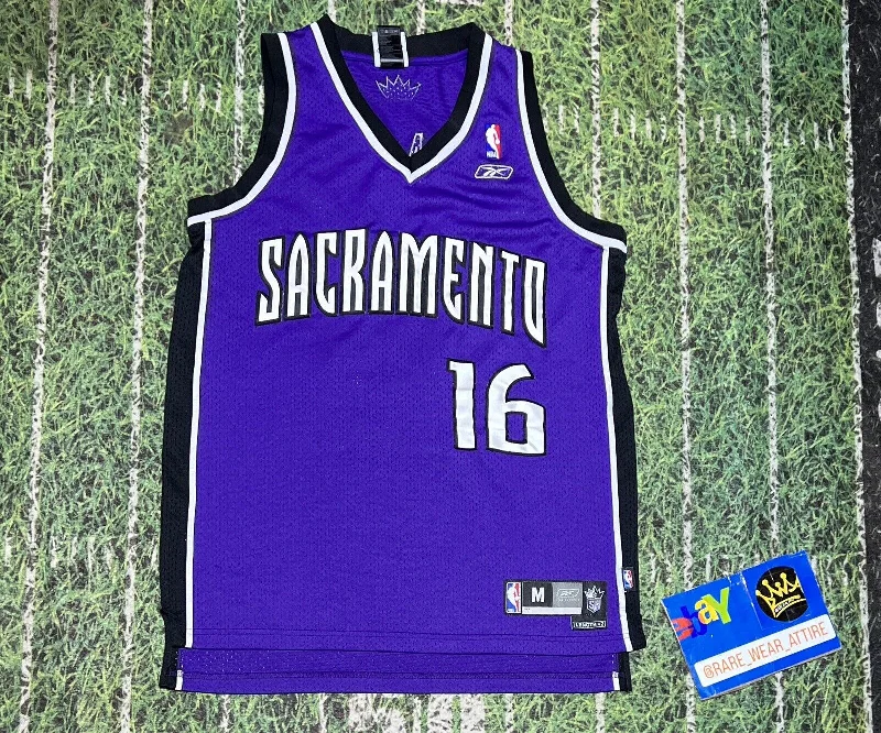 Basketball Jersey with Ribbed Collar-peja Stojakovic Reebok Sacramento Kings basketball nba Jersey Sz M