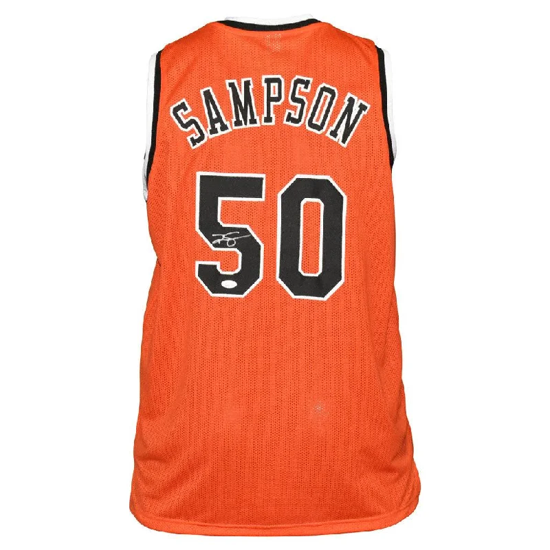 Custom Basketball Jersey with Name-Ralph Sampson Signed Virginia Orange College Style Basketball Jersey (Beckett)