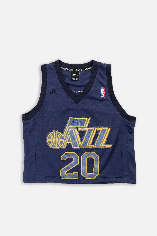 Basketball Jersey with Contrast Panels-Rework Crop Utah Jazz NBA Jersey - L