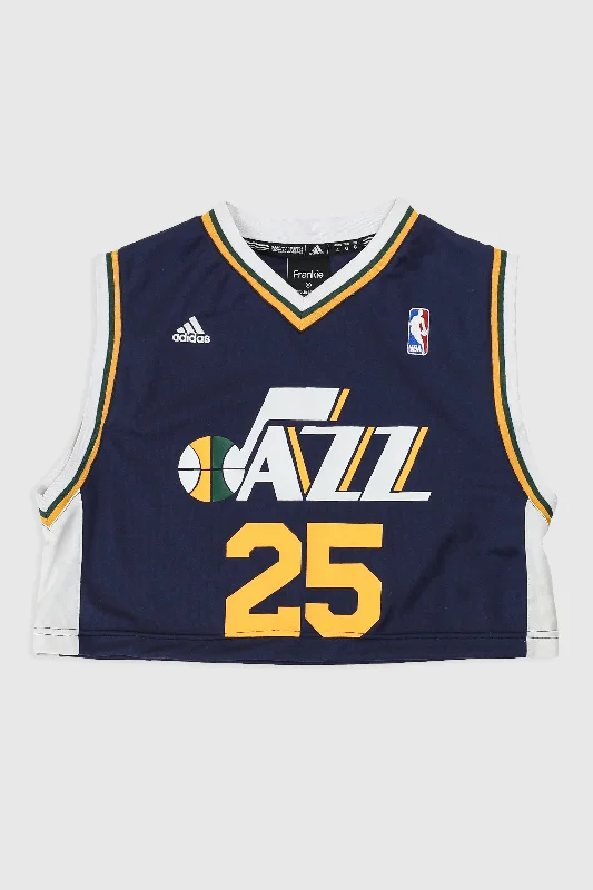 Basketball Jersey with Long Sleeves-Rework Jazz Crop Jersey - M