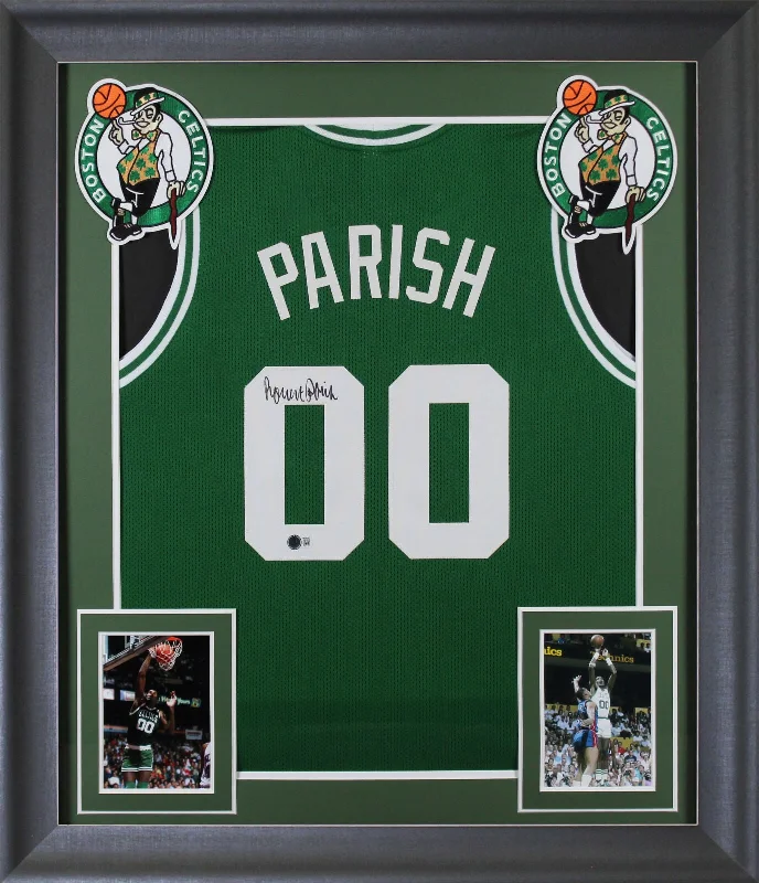 Basketball Jersey with Special Patches-Robert Parish Authentic Signed Green Pro Style Framed Jersey BAS Witnessed