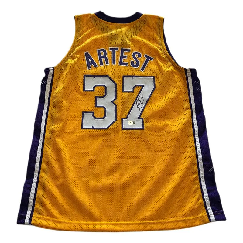 Custom Basketball Jersey for Event-Ron Artest Signed Los Angeles Yellow Basketball Jersey (Beckett)