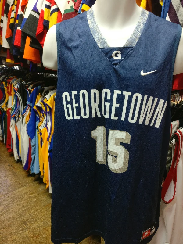 Basketball Jersey with Custom Logo-Vintage #15 GEORGETOWN HOYAS NCAA Nike Jersey XL