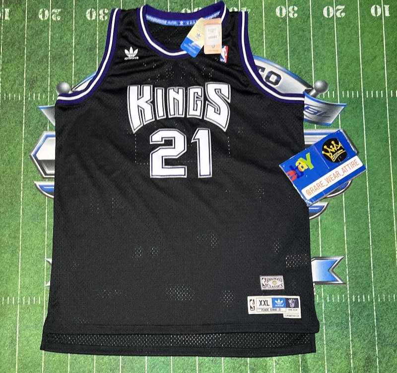 Basketball Jersey with Name Embroidery-Vtg Adidas Vlade Divac Sacramento Kings Basketball NBA Swingman Jersey 2X