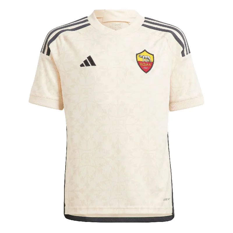 Football Jersey with Logo Print-adidas Kids AS Roma 2023/24 Away Jersey Ecru Tint