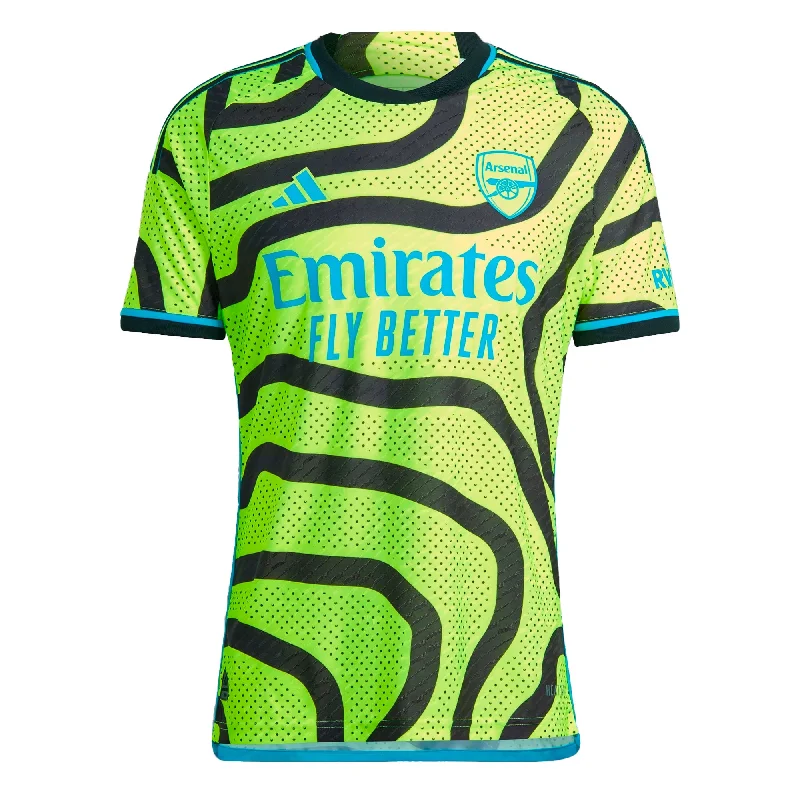 Football Jersey for Community Events-adidas Men's Arsenal 2023/24 Authentic Away Jersey Solar/Black