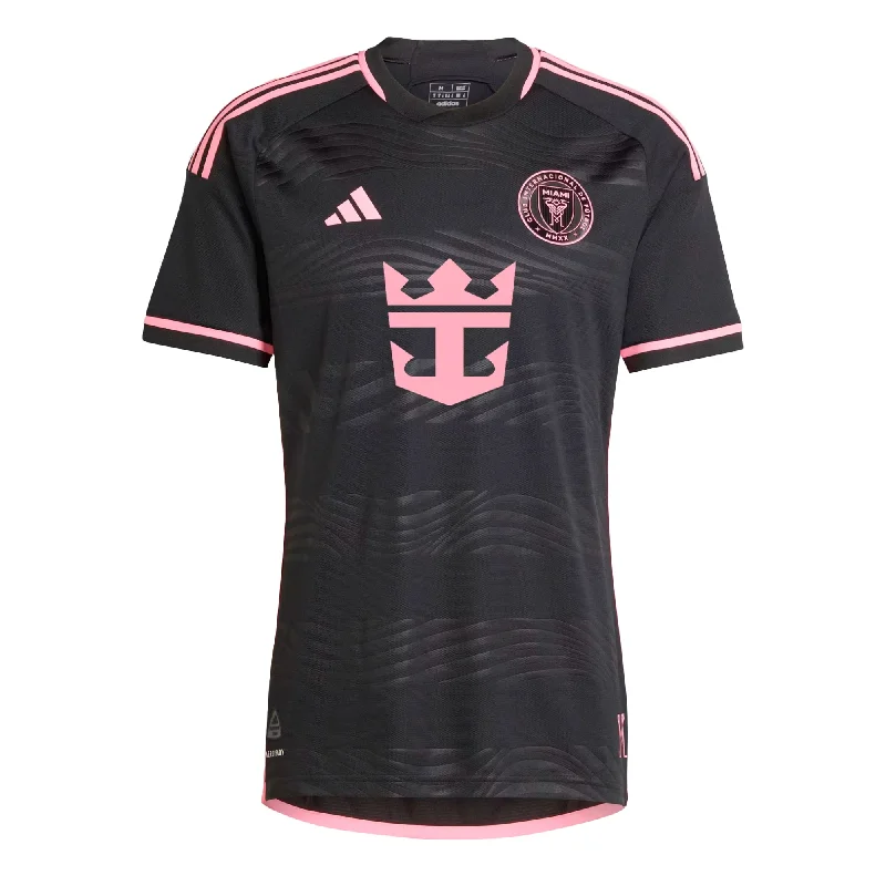 Football Jersey with Team Name Embroidery-adidas Men's Inter Miami 2024/25 Authentic Away Jersey Black/Pink