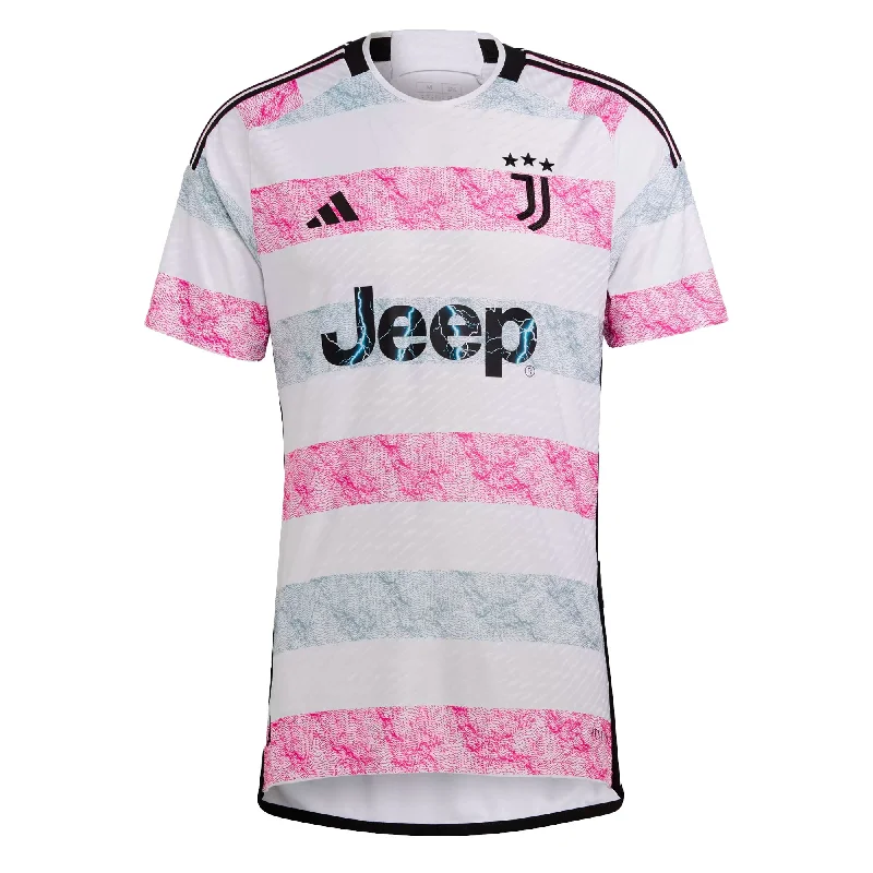 Football Jersey with Cool Print Design-adidas Men's Juventus 2023/24 Authentic Away Jersey White/Black