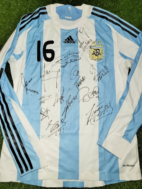 Football Jersey with Logo Print-Argentina 2008 MATCH WORN Jersey Shirt Camiseta L SKU# 623806