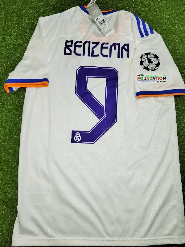 Football Jersey for Football Championships-Benzema Real Madrid 2021 2022 UEFA FINAL Home Soccer Jersey Shirt BNWT M SKU# GQ1359