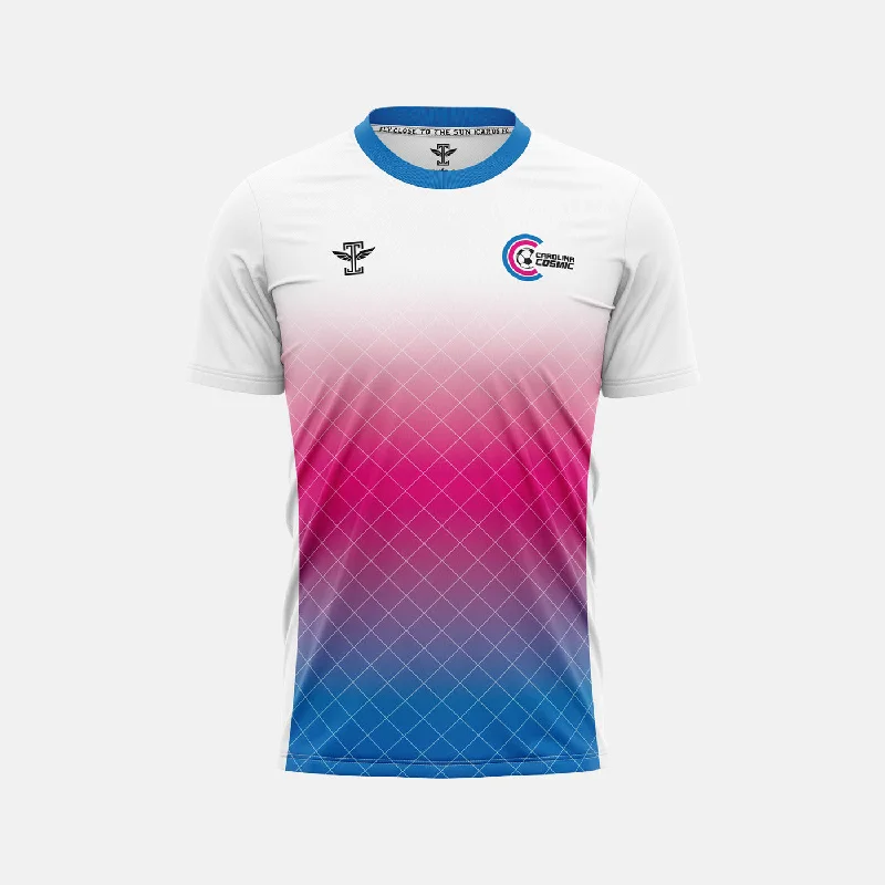 Football Jersey with Sleeve Stripes-Carolina Cosmic FC White Jersey