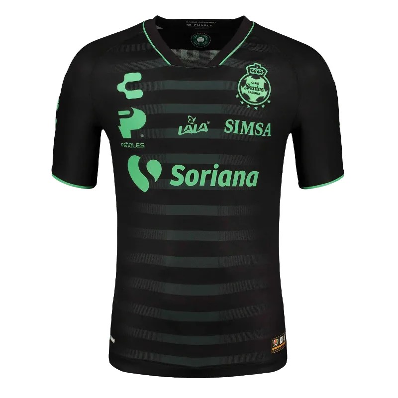 Football Jersey with Name-Charly Men's Santos Laguna 2023/24 Authentic Away Jersey Black/Green