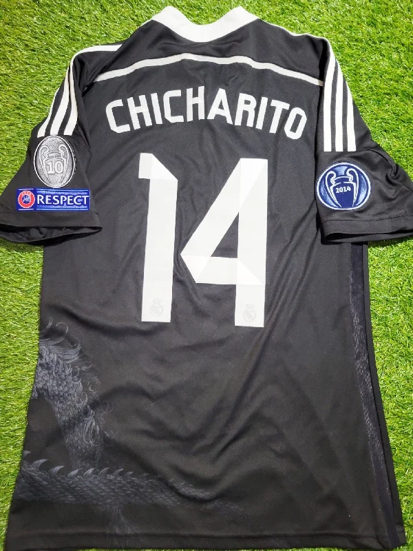 Football Jersey with Signature Design-Chicharito Real Madrid 2014 2015 Yamamoto Dragon Y-3 UEFA Third Jersey Camiseta Shirt M SKU# F49264