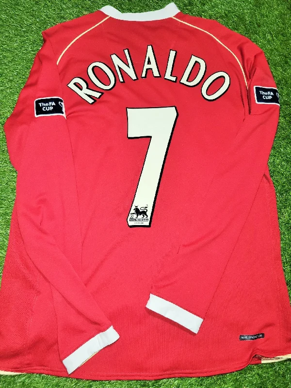 Football Jersey with Player Number-Cristiano Ronaldo Nike Manchester United 2006 2007 FA CUP FINAL Home Long Sleeve Soccer Jersey Shirt M SKU# H6DHA 146815