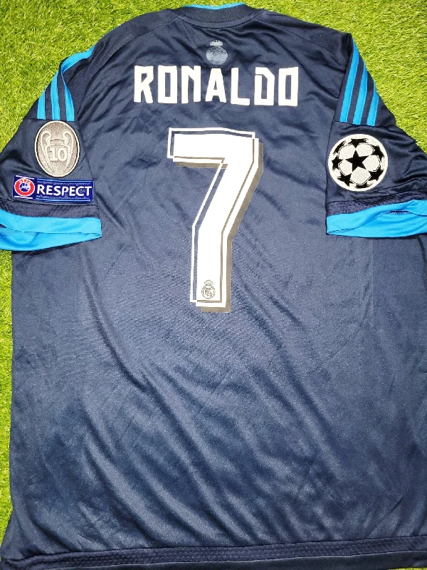 Football Jersey for College Players-Cristiano Ronaldo Real Madrid 2015 2016 UEFA Third Soccer Jersey Shirt L SKU# S12676