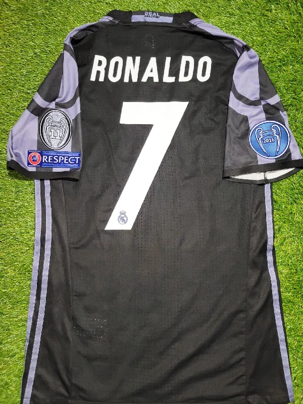 Football Jersey with Custom Sleeve Design-Cristiano Ronaldo Real Madrid 2016 2017 PLAYER ISSUE Third Jersey Shirt Camiseta M SKU# AI5138