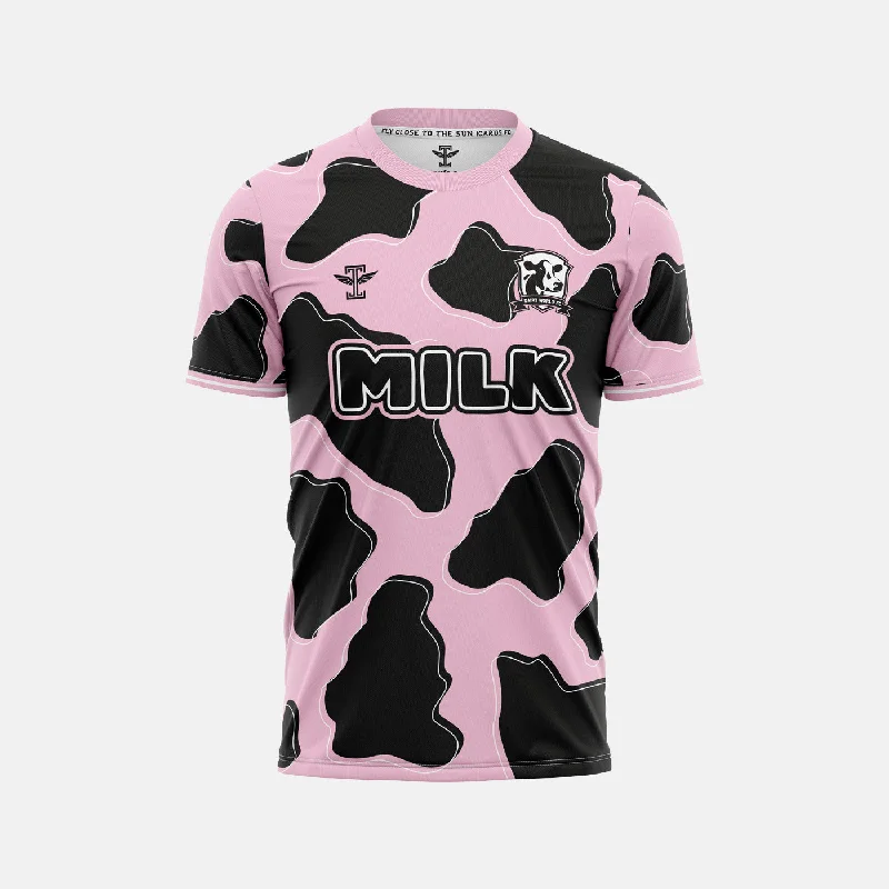 Football Jersey with Fan Design-Dairy World FC Pink Jersey