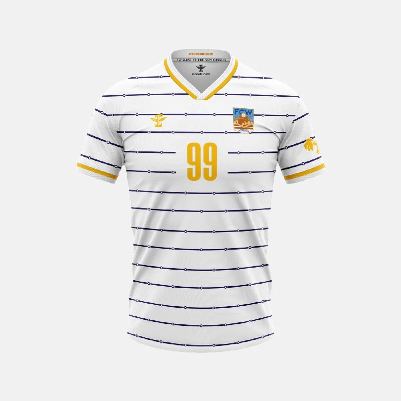 Football Jersey with Striped Sleeves-Federal City Wanderers White Jersey