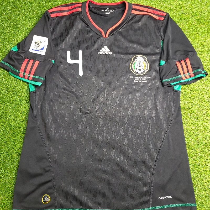 Football Jersey with Eye-catching Design-Marquez Mexico 2010 WORLD CUP Away Black Soccer Jersey Shirt XL SKU# P41397