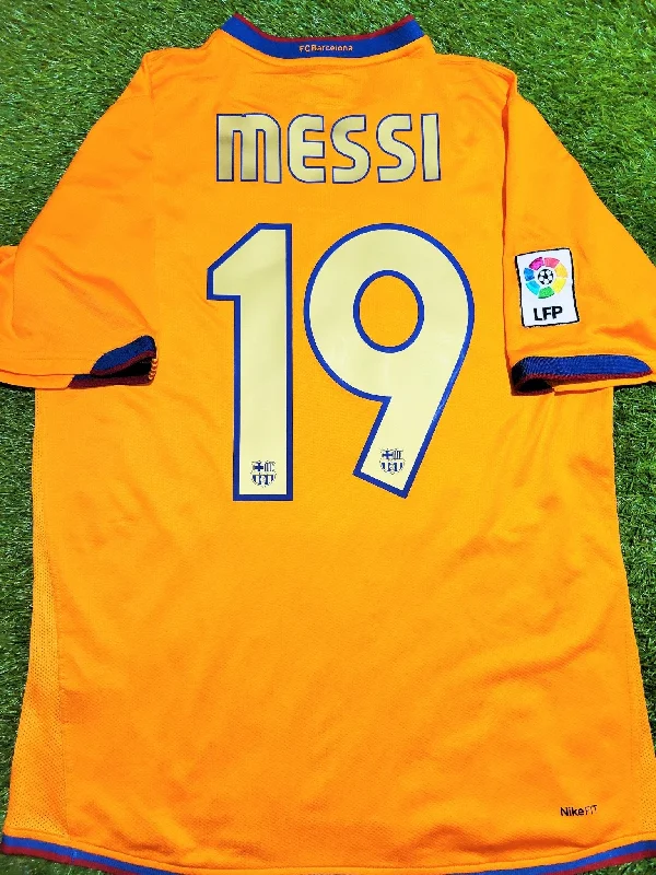 Football Jersey with Stretchable Fabric-Messi Barcelona 2006 2007 Orange Away Soccer Jersey Shirt Camiseta M SKU# 146982-819