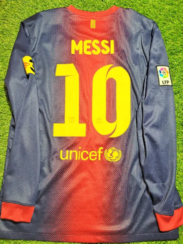 Football Jersey with Team Number-Messi Barcelona 2012 2013 Home Long Sleeve Jersey Shirt Camiseta L SKU# 478324-410