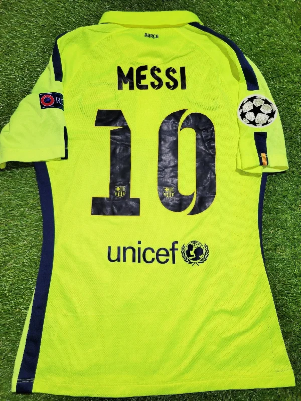 Football Jersey for Football Leagues-Messi Barcelona 2014 2015 TREBLE SEASON UEFA PLAYER ISSUE Third Soccer Jersey Shirt M SKU# 631132-711