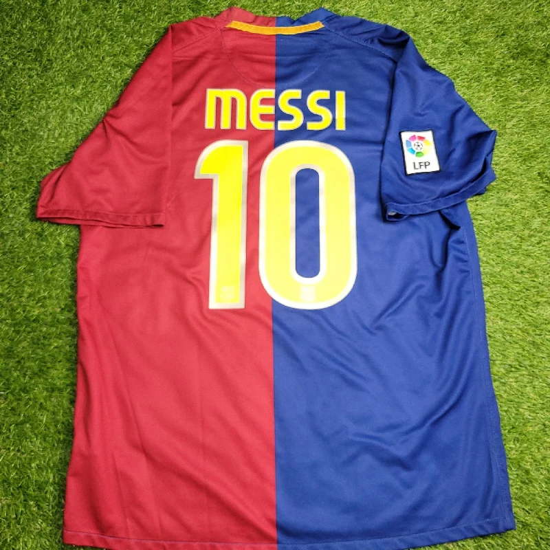 Custom Football Jersey with Logo Design-Messi Barcelona TREBLE SEASON 2008 2009 Home Soccer Jersey Shirt L SKU# 286784-655