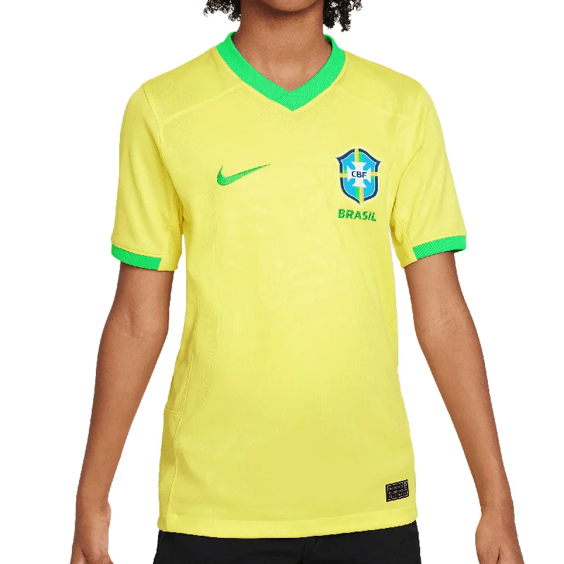 Custom Football Jersey with Player Details-Nike Kids Brazil 2023/24 Home Jersey Yellow/Green