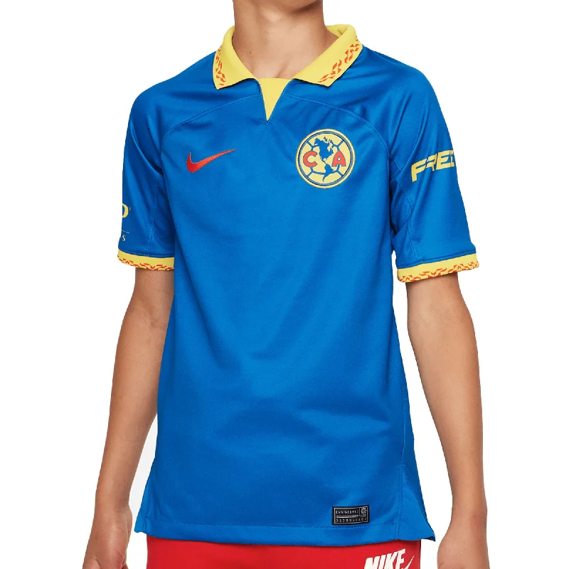 Football Jersey with Bold Graphics-Nike Kids Club America 2023/24 Away Jersey Blue/Yellow