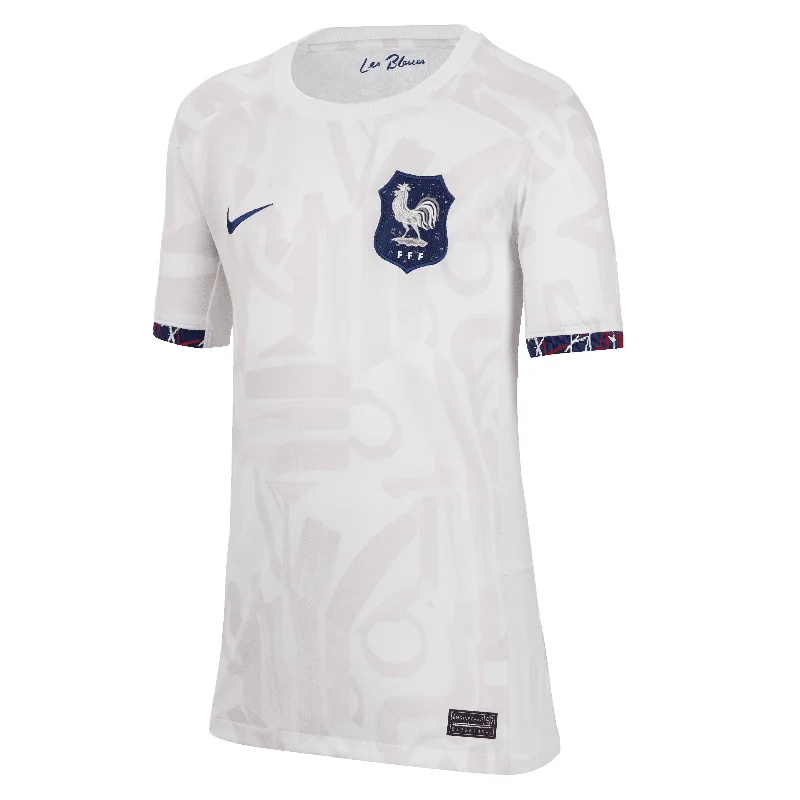 Custom Football Jersey with Bold Prints-Nike Kids France 2023/24 Away Jersey White/Venice